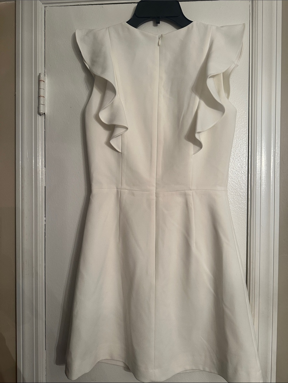 French Connection White Ruffle V-Neck Mini Dress - Picture 2 of 3